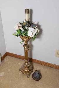 lot 109 image: Vintage Liturgical Candlestick with Candle