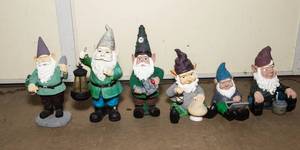 lot 142 image: Set of Six Resin Garden Gnomes