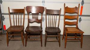 lot 147 image: Set of Four Vintage Wooden Chairs