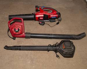 lot 139 image: Lot of 2 Toro Leaf Blowers & Shop-Vac Detachable Blower  Untested