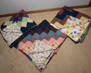 lot 179 image: Colorful Handmade Quilts - Set of Three