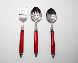 lot 208 image: Vintage Lenox Red Jewel Large Serving Utensils - Set of Three