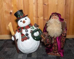 lot 234 image: Large Santa and Snowman Figurines