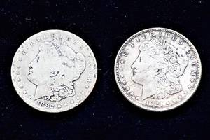 lot 4 image: Two Antique Silver Dollar Coins  1882-S & 1921