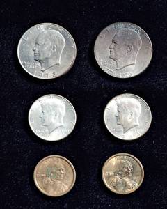 lot 180 image: Vintage Dollar & Half Dollar Coin Lot