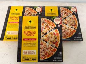 lot 79 image: B. 3x California Buffalo Chicken Pizza-Thin Crust