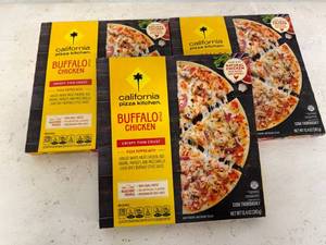 lot 81 image: B. 3x California Buffalo Chicken Pizza-Thin Crust