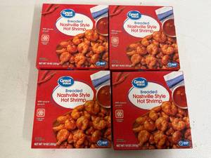 lot 95 image: L. 4x 10oz Bread Shrimp-Nashville Hot Sauce Pouch Included