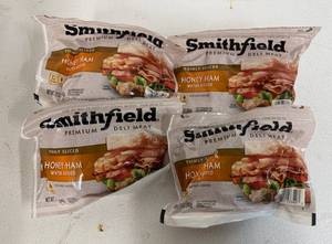 lot 98 image: L. 4x 12oz Smithfield Thinly Slice Honey Ham