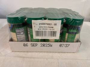 lot 99 image: MM. 12x 8oz Kraft Grated Parmesan Cheese-Grated