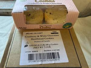 lot 180 image: SSS. 12x 4pk Cranberry & White Chocolate Shortbread Cookies