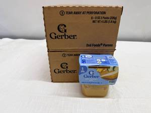 lot 374 image: SSS. 4x 8-8oz 2pks Gerber Baby Food-Pear, Zucchini & Corn