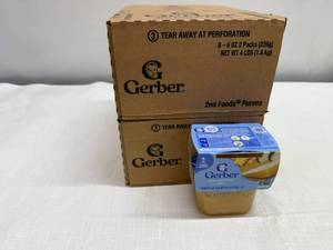 lot 379 image: SSS. 4x 8-8oz 2pks Gerber Baby Food-Pear, Zucchini & Corn