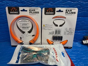 2-Walkers Passive Retractable Ear Plugs & 1-Honeywell Uvex Avatar safety glasses, model S2884