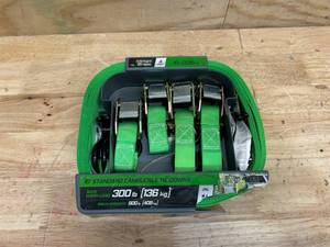 lot 122 image: 10 ft. Green Cambuckle Tie Down Straps with 300 lb. Safe Work Load - 4 pack