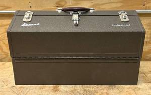 lot 222 image: Homak 22 Inch Portable Tool Box Brown Industrial Metal With 4 Shelves