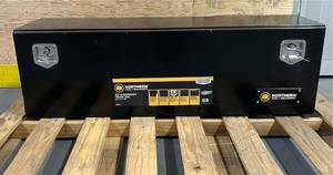 lot 239 image: Northern Tool  Equipment Underbody Truck Toolbox with Drop Door, 60in. x 17in. x 18in., Steel, Gloss Black, T-Handle Latches #52878 Msrp $509.99 SC1845