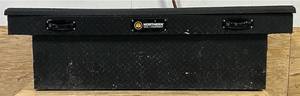 lot 241 image: Northern Tool  Equipment Truck Toolbox, 70in. x 20in. x 19-34in., Aluminum, Textured Matte Black, Pull Handle Latches