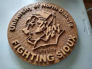 Wooden Fighting Sioux Sign