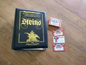 Budweiser Lot - Stein Book, Playing Cards, Etc