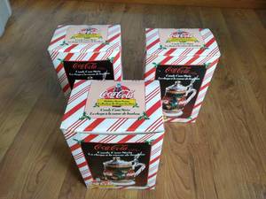 (3) Vintage Coca-Cola Candy Cane Steins - NIB