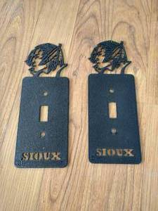 (2) Fighting Sioux Metal Switch Plates