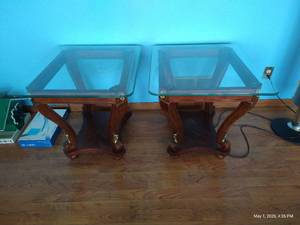 (2) Nice Glass & Wood End Tables