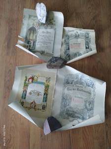 (4) Antique German Confirmation Certificates - (3) 1800s