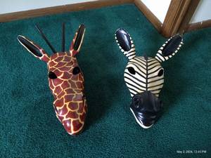 (2) Wooden African Animals Wall Hangings