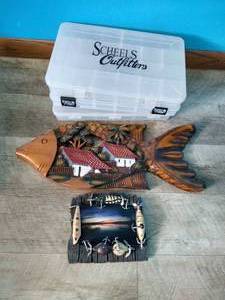 Fish Themed Lot - Tackle Cases & Decor