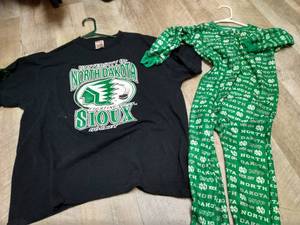 Fighting Sioux XL T-Shirt & 5T UND Footie PJs