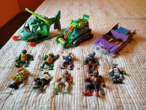 Large Vintage TMNT Lot With (4) Vehicles, Bebop, Rocksteady, Etc - AWESOME Lot