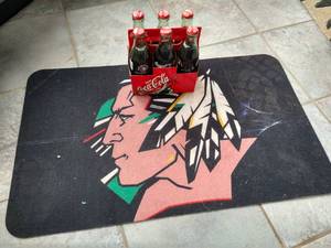 Fighting Sioux Rug & (6) Unopened Sioux Coke Bottles