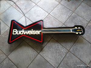 Vintage Budweiser Guitar Wall Lamp - Works