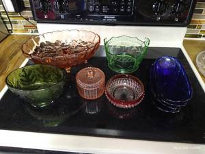 Lot of Beautiful Colored Glass Dishes
