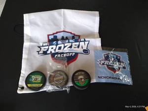 UND Sioux Lot - Hockey Pucks & Frozen Faceoff Hanky