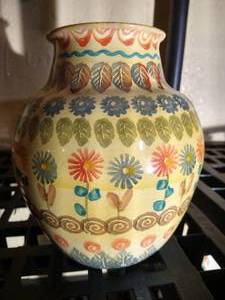 Vintage Italian Hand Painted Floral Pottery Vase - Very Pretty