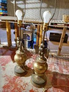 (2) Vintage Brass Eagle Lamps