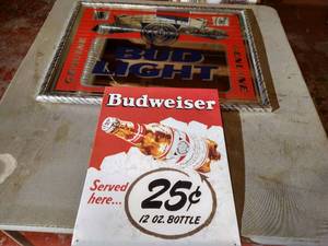 Large Budweiser Mirror & Tin Sign