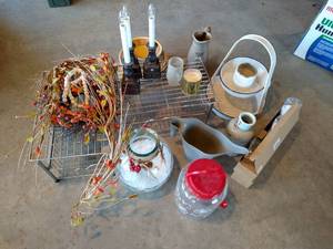 Large Decor Lot - Vases, Metal Racks, Etc