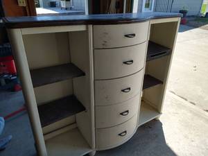 Curved Front Accent Dresser w Open Shelves