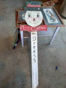 Small Wood Table, Pictures, Etc