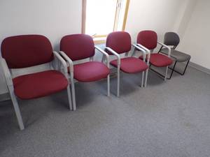 lot 129 image: 4 Red Chairs and Grey Chair