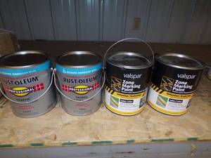 lot 148 image: 4 Cans Paint - 2 Handicap Blue, 2 Yellow Zone Parking Paint
