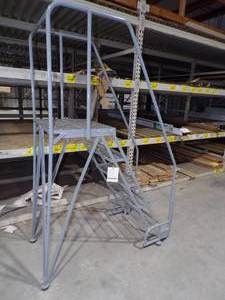 lot 339 image: Gray Rolling Ladder Steel