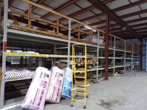 lot 343 image: 20 x 56 Pallet Racking with mezzanine with Stairs