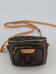 Louis Vuitton Monogram Canvas Crossbody Bag With Tan Leather Strap