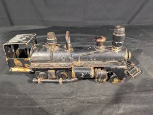 Vintage Metal Steam Locomotive Toy Engine - Rusted Antique Model Train