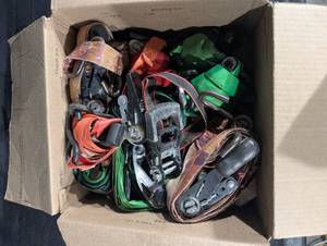 Assorted Ratchet Straps & Tie-Down Straps - Green, Red, Orange Webbing