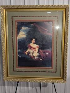 Portrait Print in Ornate Gold Frame - Woman in Pink Dress, Multi-Layer Matting